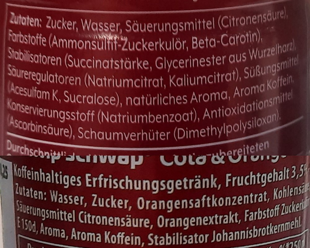 Inhaltsstoffe SodaStream x Schwip Schwap Sirup vs Schwip Schwap Einwegpfandflasche