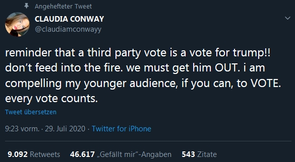 Claudia Conway angehefteter Tweets